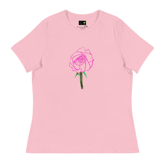 Women's Relaxed T-Shirt ~ Rose, front (4 colours)